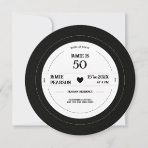Vintage vinylskiva jubileumsfödelsedag inbjudningar