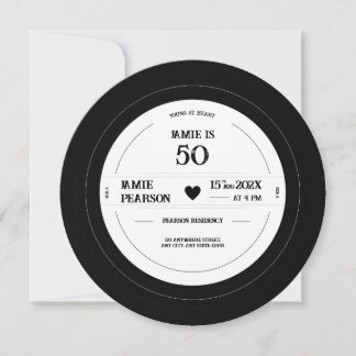 Vintage vinylskiva jubileumsfödelsedag inbjudningar