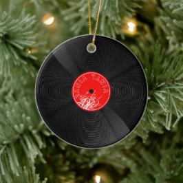 Vintage vinylskiva - Musikälskares jul Julgransprydnad Keramik