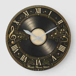 Vintage vinylskiva Musiknoter Väggur Design