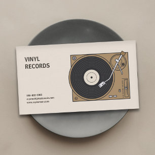 Vintage vinylskivspelare visitkort