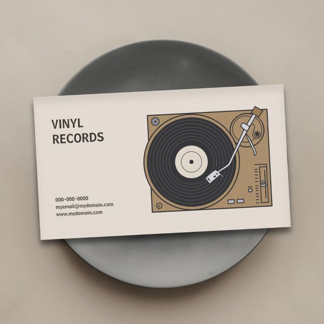 Vintage vinylskivspelare visitkort (Vintage Vinyl Record Turntable Business Card)