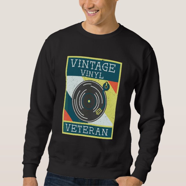 Vintage Vinylveteran Lång Ärmad Tröja (Framsida)