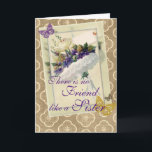 Vintage Violet Bouquet Sister och Friend Birthday Kort<br><div class="desc">Söt vintage buquet av lila violets,  vit ros och fjärilar. Verse: "Det finns ingen vän som en syster. . . Du är en speciell syster och en sann vän. grattis på födelsedagen. Njut.</div>