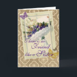 Vintage Violet Bouquet Sister och Friend Birthday Kort<br><div class="desc">Söt vintage buquet av lila violets,  vit ros och fjärilar. Verse: "Det finns ingen vän som en syster. . . Du är en speciell syster och en sann vän. grattis på födelsedagen. Njut.</div>
