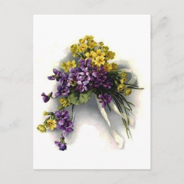 Vintage Violet Bouquet Vykort (Framsida)