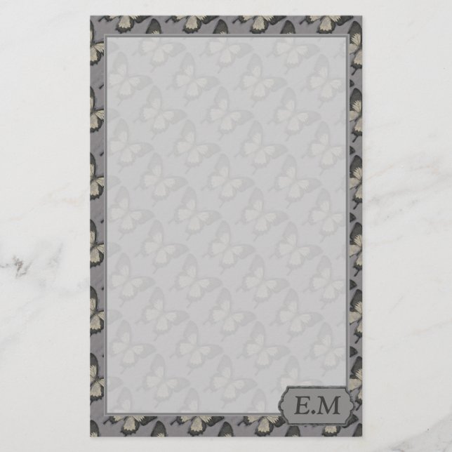 Vintage Violet Butterfly Pattern Personalised Brevpapper (Framsida)