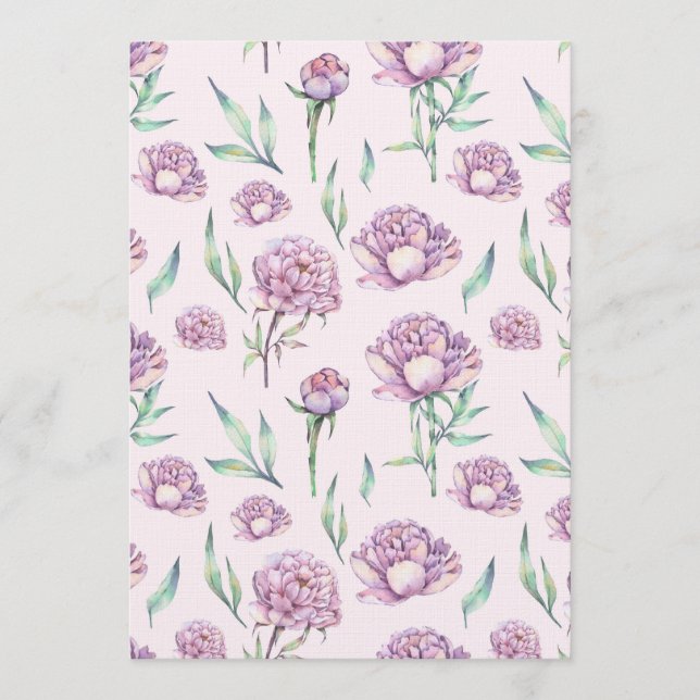 Vintage Violet Peony Flowers Seamless Pattern Inbjudningar (Framsida)
