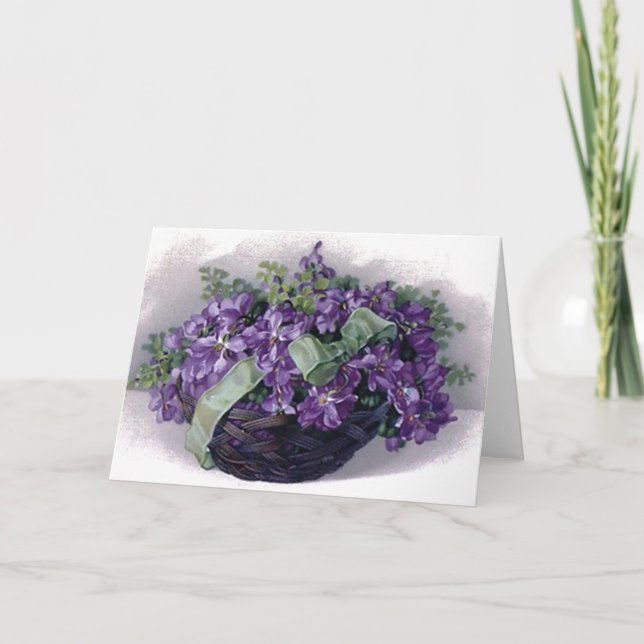 Vintage Violets Basket Kort (Framsida)