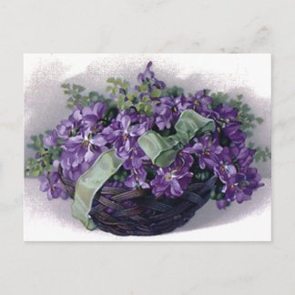 Vintage Violets Basket Vykort
