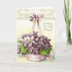 Vintage Violets för en födelsedag. Kort