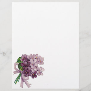 Vintage Violets Nosegay Bouquet Letterhead