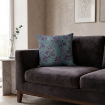 Vintage Violett Blommig Damask Grön Grå Mönster