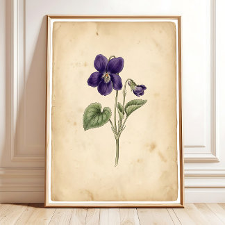 Vintage Violett Väggkonst Inramad Tryck