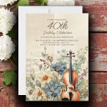 Vintage Violin Dusty Blåa blommor 40:e födelsedage Inbjudningar<br><div class="desc">Elegant,  vintage 40-årsdag,  inbjudan till kvinnor som är designade med en violin sitta bland dammiga blommor och gräddblommor och gröna färgader. Anpassa genom att lägga till namn om hedersgästen,  hennes ålder och hennes party-information. Kontakta oss om du behöver hjälp med anpassning eller om du vill begära matchande produkter.</div>