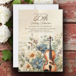 Vintage Violin Dusty Blåa blommor 60:e födelsedage Inbjudningar<br><div class="desc">Elegant, vintage 60 födelsedagsfest inbjudan för kvinnor som är designade med en fiol sitta bland blommor med dammig- och krämblått och grönaktiga färgader. Anpassa genom att lägga till namn om hedersgästen, hennes ålder och hennes party-information. Kontakta oss om du behöver hjälp med anpassning eller om du vill begära matchande produkter....</div>