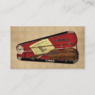 Vintage Violin Illustration Visitkort