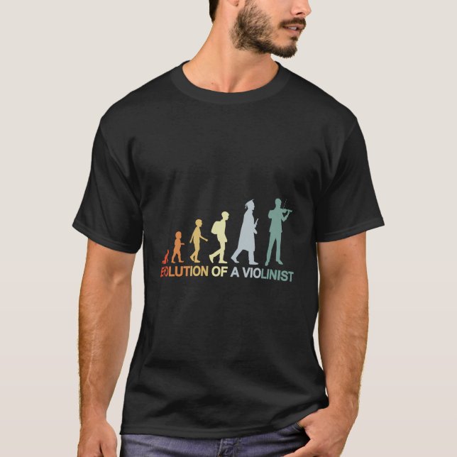 Vintage Violinist Evolution Violinist Cello T Shirt (Framsida)