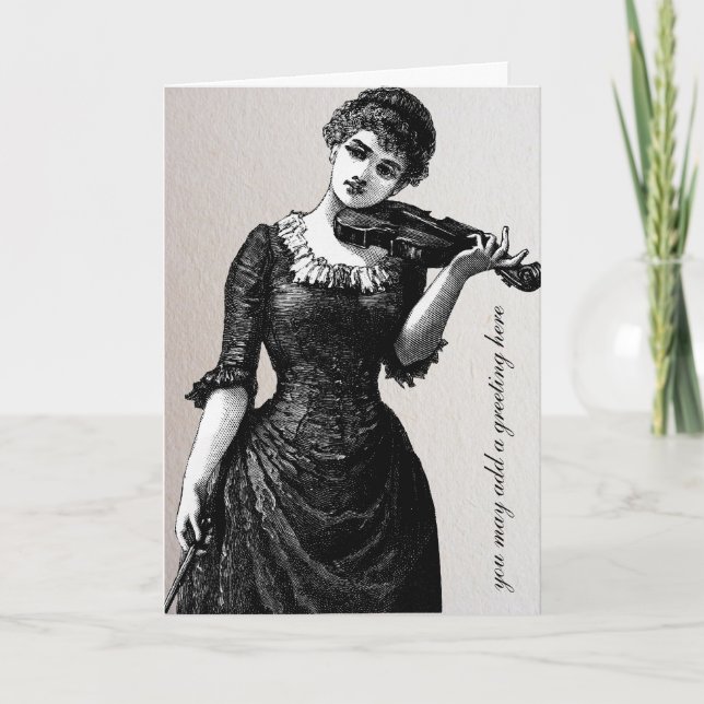 Vintage Violinist Greeting Card Kort (Framsida)