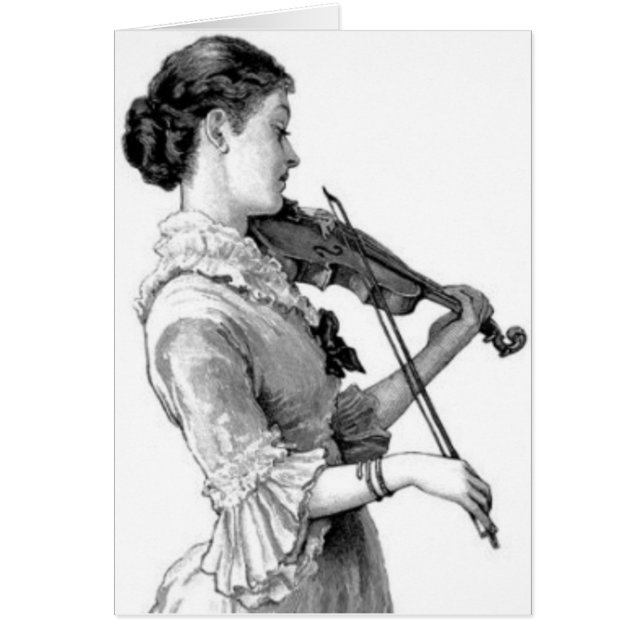 Vintage Violinist Hälsningskort (Framsidan)