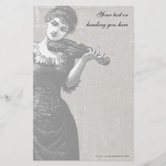 Vintage Violinist Stationery Brevpapper (Framsida)