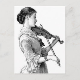 Vintage Violinist Vykort