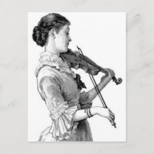 Vintage Violinist Vykort