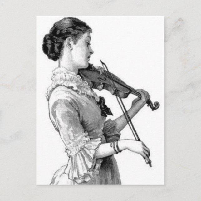Vintage Violinist Vykort (Framsida)