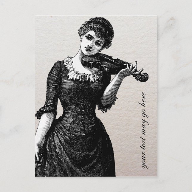 Vintage Violinist-vykort Vykort (Framsida)