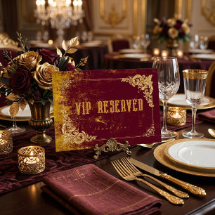 Vintage VIP Reserverad Guld Bordeaux Elegant Bordsnummer