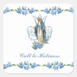 Vintage Virgin Mary Catholic Floral Religious Fyrkantigt Klistermärke