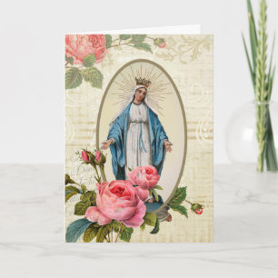 Vintage Virgin Mary Catholik Religiösa Ro Kort