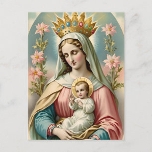 Vintage Virgin Mary Catholiskt vykort