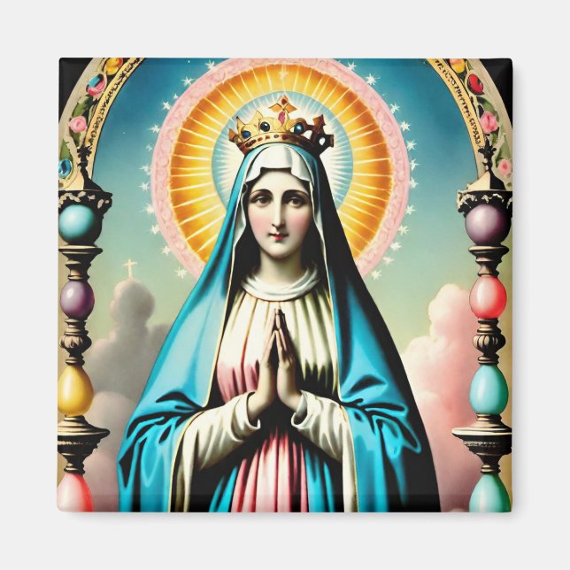 Vintage Virgin Mary Magnet, katolik Magnet (Framsidan)