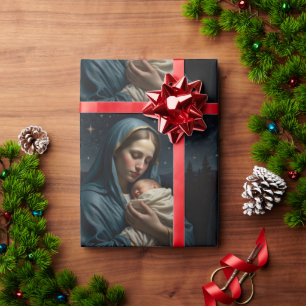 Vintage Virgin Mary och Jesus jultomhet Presentpapper