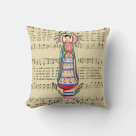 Vintage Virgin Mary Vår Dam av Light folk art Kudde