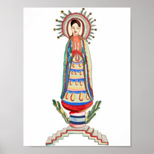 Vintage Virgin Mary Vår Dam av Light folk art Poster