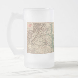 Vintage Virginia Civil Krig Battlefields Karta, 18 Frostat Ölglas