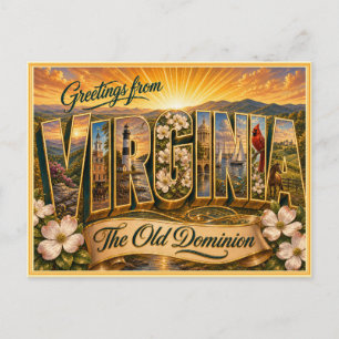 Vintage Virginia Hälsning Från Postkort Vykort