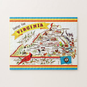 Vintage Virginia Karta vykort Pussel