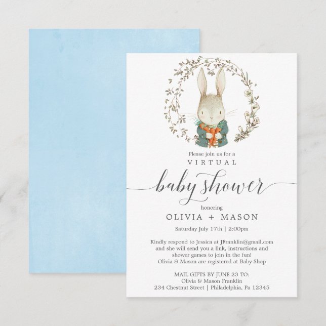 Vintage Virtuell babybojkott,  babybojkott Inbjudningar (Fram/baksida)