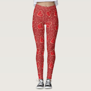 Vintage virvlande hjärtan kärleksmönster leggings