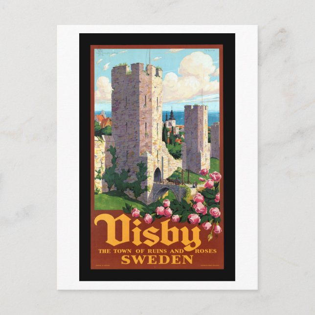 Vintage Visby Sverige Travel Vykort (Framsida)