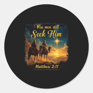 Vintage vise män söker honom fortfarande Jesus 3 k Runt Klistermärke