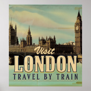 Vintage Visit London-affisch Poster