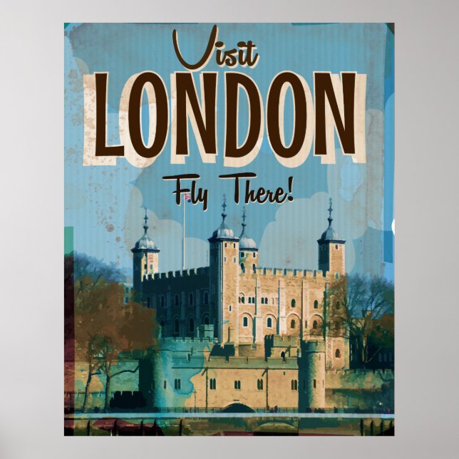 Vintage Visit London - Fly There Poster (Framsidan)