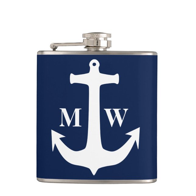 Vintage Vit ankarpunkt, blå bakgrund Bröllop Fickplunta (Framsidan)