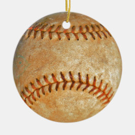 Vintage Vit Baseball röd sömnad Julgransprydnad Keramik