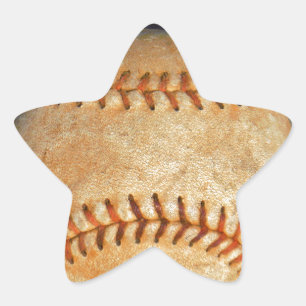 Vintage Vit Baseball röd sömnad Stjärnformat Klistermärke