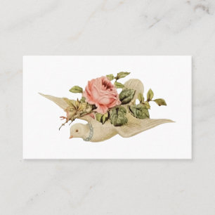 Vintage Vit duva och blomma Visitkort